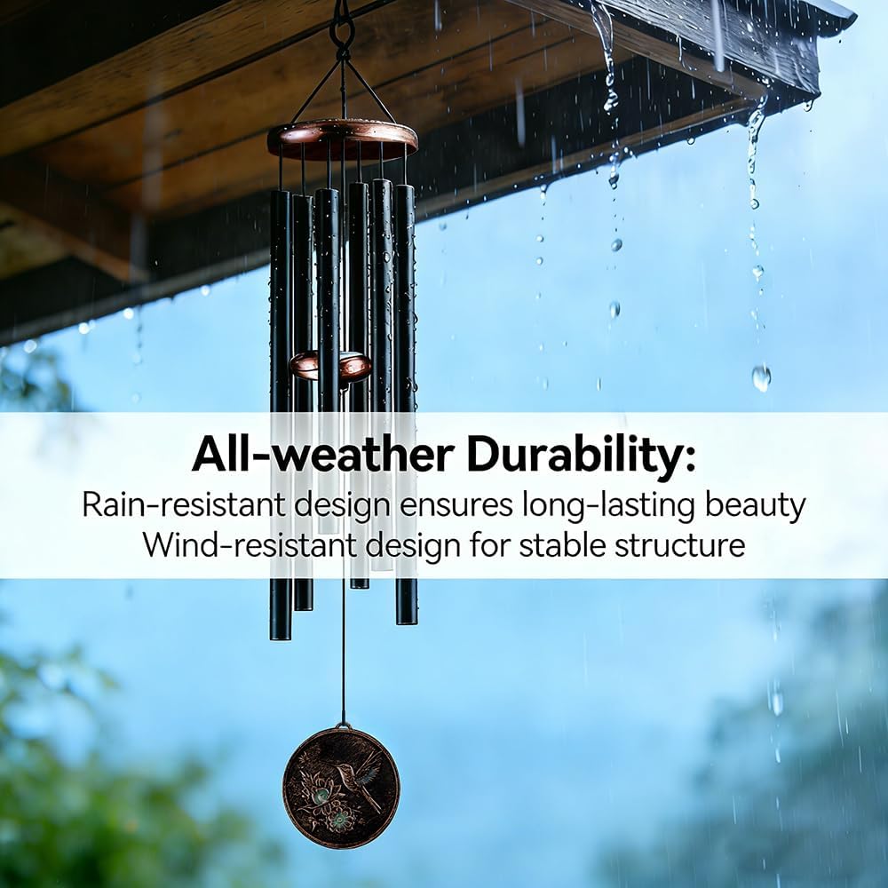 Wind Chimes for Outside, Vintage Hummingbird Deep Tone Wind Chime, Large Outdoor Hanging Decor for Patio Porch Balcony Garden, Gifts for Women Mom Grandma (32” Hummingbird)