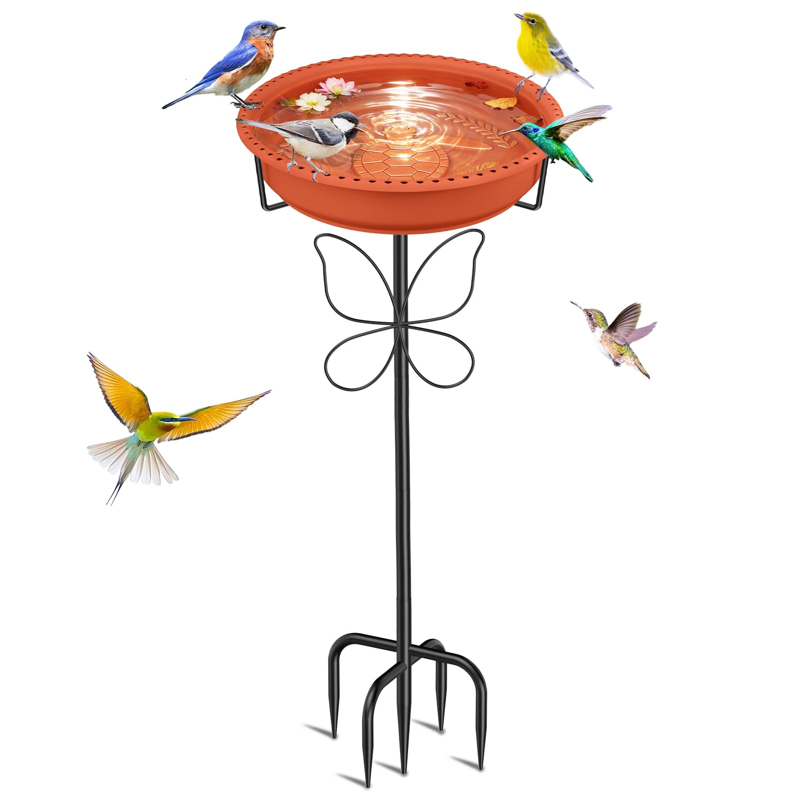 Bird Bath for Outside, Garden Freestanding Birdbath & Birdfeeder with Removable Bowl, Bird Baths Feeder for Outdoors Garden Patio Yard Lawn Decor, 5-Pronged Base & Easy to Clean(Grey)