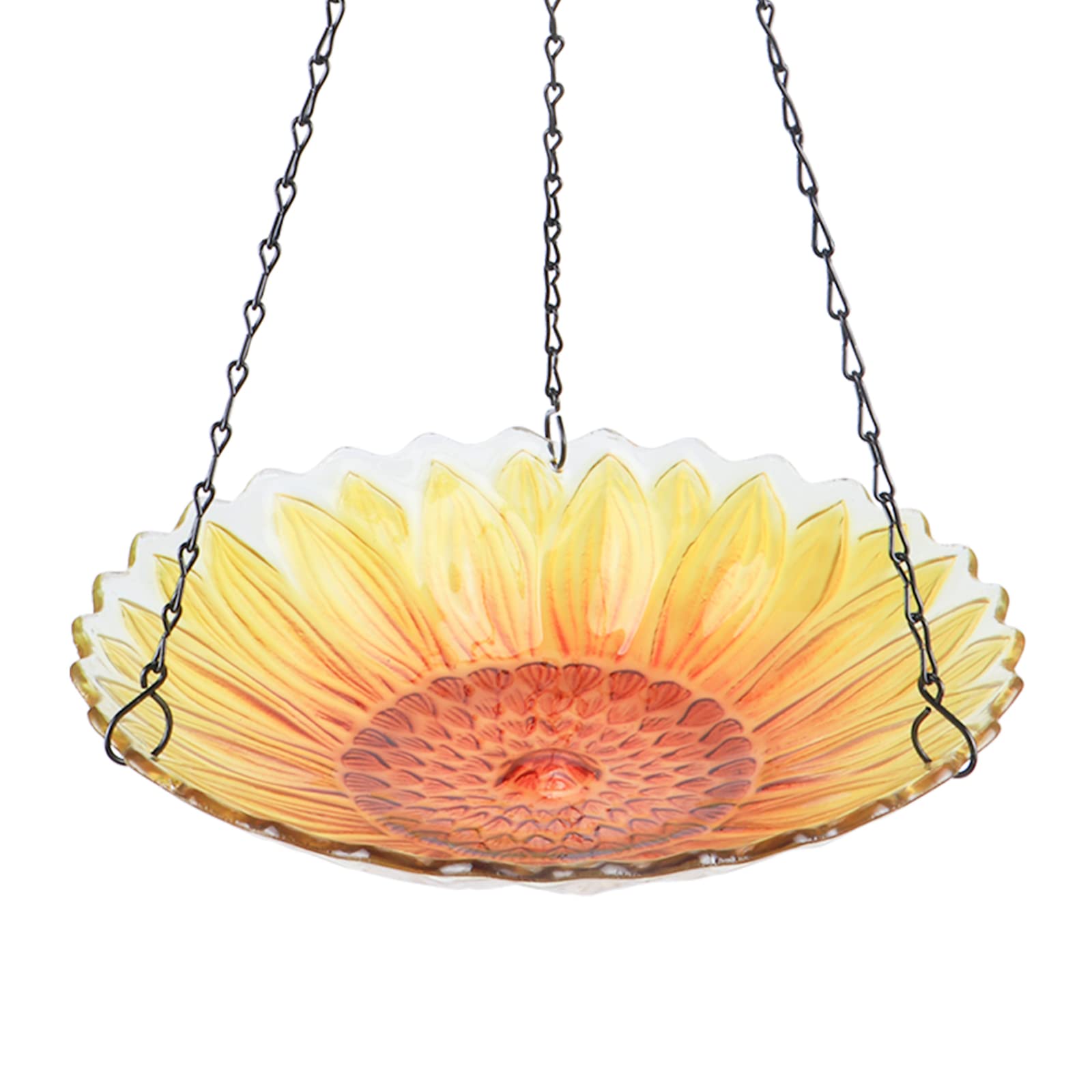 MUMTOP 11 inch Hanging Bird Bath Glass BirdBath Peacock Outdoor Birdfeeder for Garden Yard Decoration