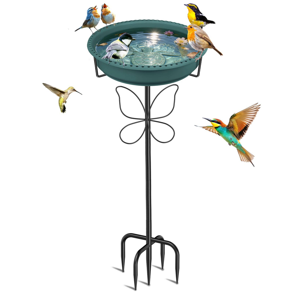 Bird Bath for Outside, Garden Freestanding Birdbath & Birdfeeder with Removable Bowl, Bird Baths Feeder for Outdoors Garden Patio Yard Lawn Decor, 5-Pronged Base & Easy to Clean(Grey)