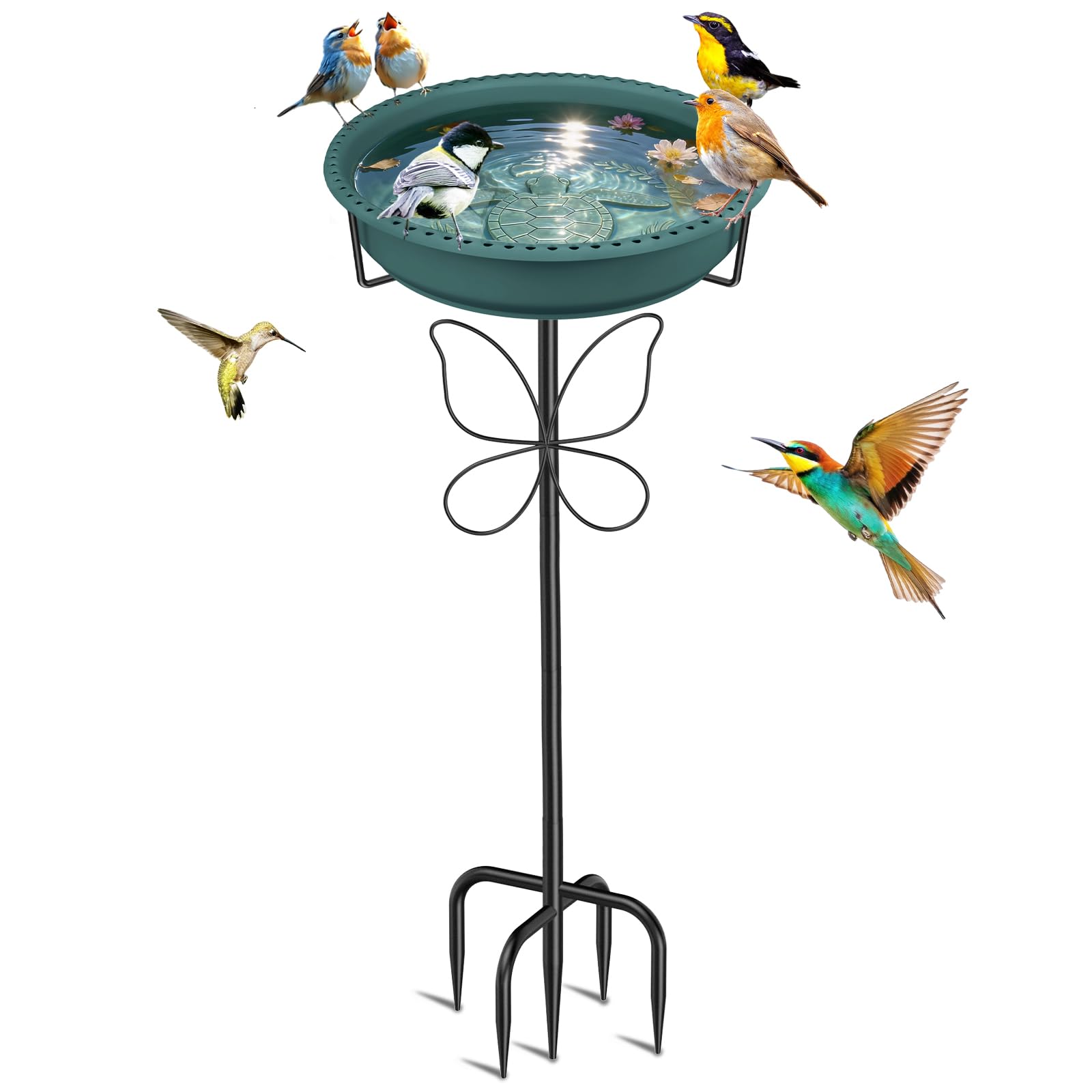 Bird Bath for Outside, Garden Freestanding Birdbath & Birdfeeder with Removable Bowl, Bird Baths Feeder for Outdoors Garden Patio Yard Lawn Decor, 5-Pronged Base & Easy to Clean(Grey)