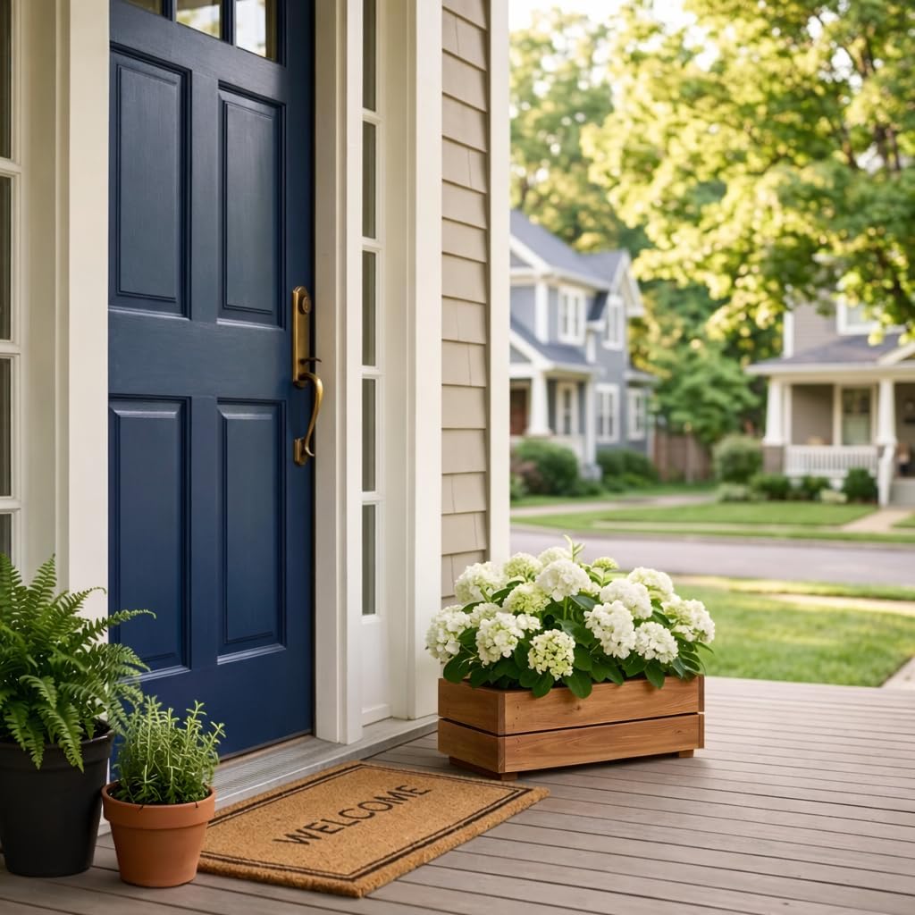 THYOI Premium Wooden Planter Box, Storage Box 17" L x6 W x5.5 H with Crate Style, Acacia Wood Flower Container, Rustic Rectangle Planter for Planting, Decor and Storage - 3 Colors (Golden Walnut)