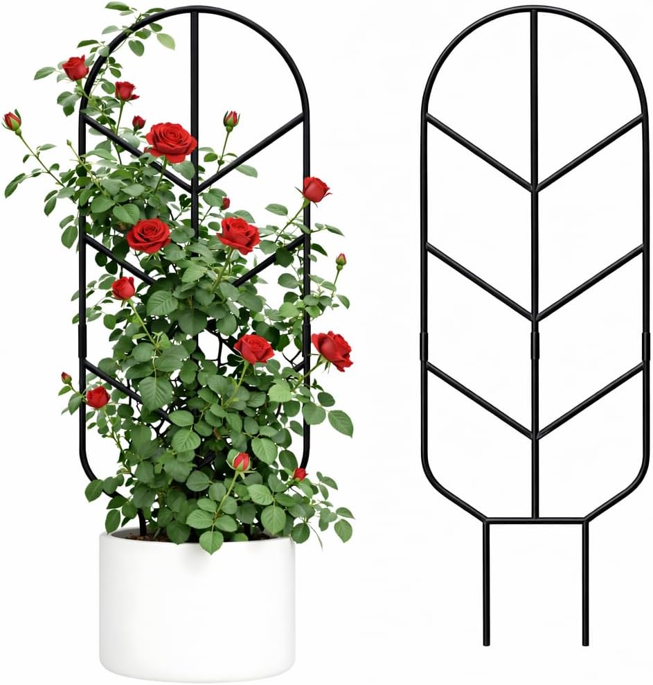2 Pack 30'' Large Metal Plant Trellis for Climbing Plants, Tall Plant Support for Indoor & Outdoor Use, Modern Decorative Trellis for Potted Plants (2 Pack)