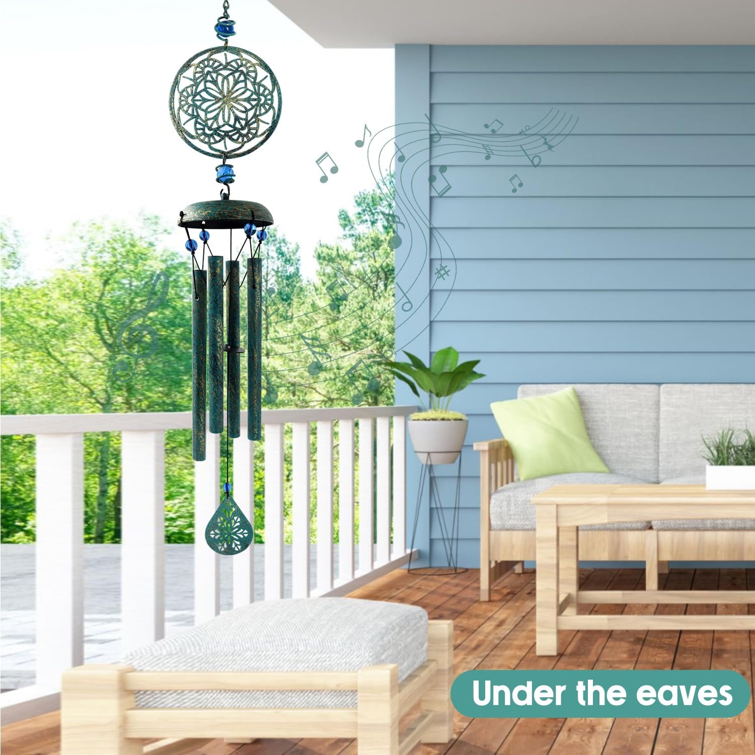 Wind Chimes for Outside Zen Atmosphere Wind Chime Windchime Outdoors for Outdoor Garden Patio Decor with Mandala Design Windchime Gifts for Mother Grandma Sisters(6 Petal)