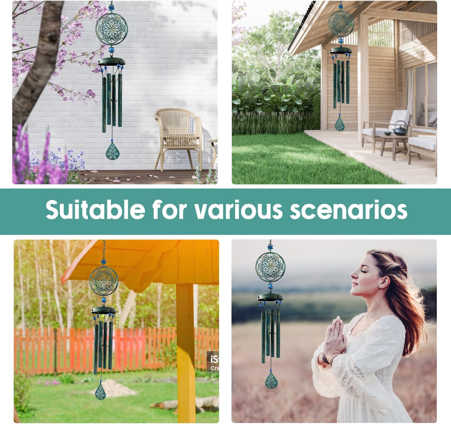Wind Chimes for Outside Zen Atmosphere Wind Chime Windchime Outdoors for Outdoor Garden Patio Decor with Mandala Design Windchime Gifts for Mother Grandma Sisters(6 Petal)