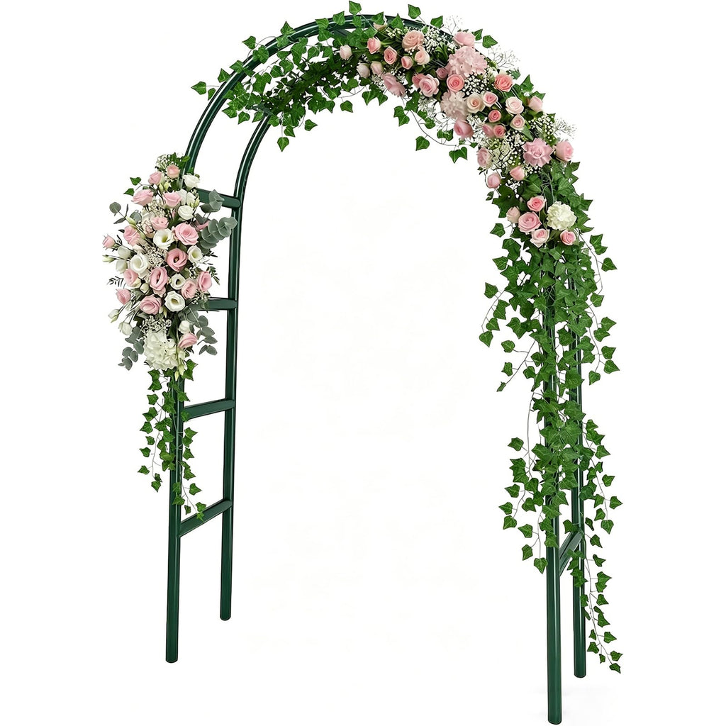 RUBFAC 7.8ft Garden Arch Trellis for Climbing Plants Outdoor, Metal Arch Frame Garden Arbors and Arches, Outdoor Archway for Flower Vines Wedding Bridal Party Decoration, Black