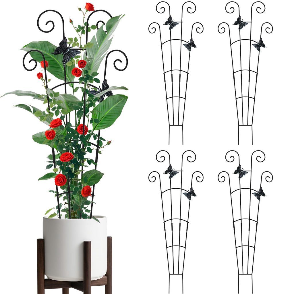 2 Pack 30 Inch Taller Plant Trellis for Potted Climbing Plants Indoor,Expandable Metal Garden Trellis for Climbing Plants,Flowers Vine Ivy, Sturdy Houseplant Support for Potted Plants with Ties