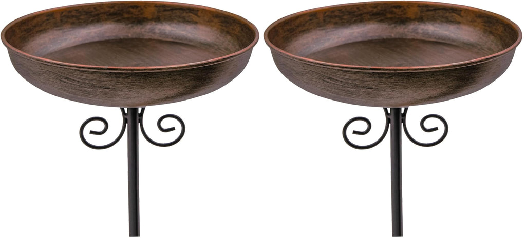 Small Metal Bird Bath for Outdoors, 10" Dia Bowl with Stake Birdbaths Garden Yard Lawn Decor 0.4 Gallon
