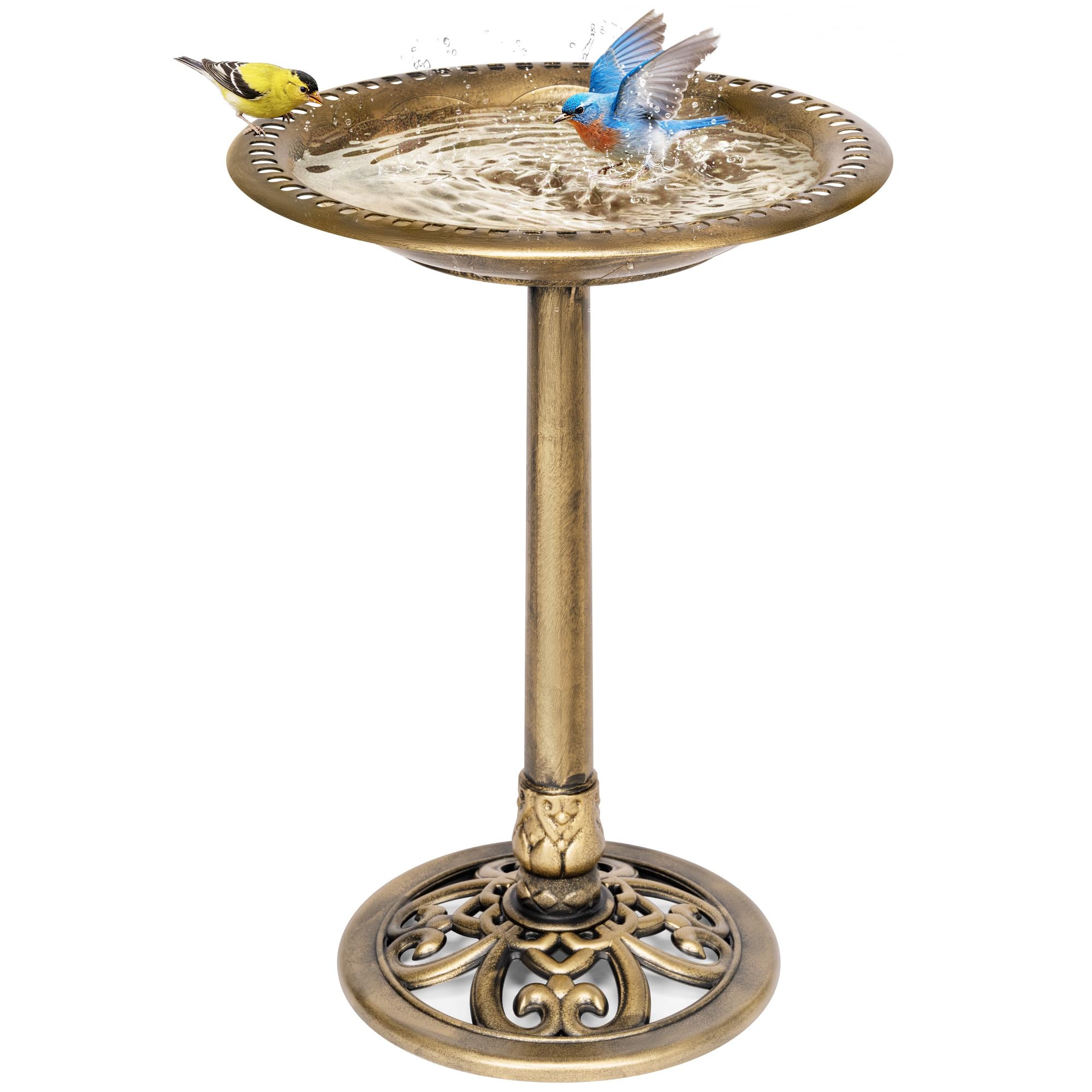 VIVOHOME Bird Bath for Outside, Polyresin Pedestal Bird Baths for Outdoor, Garden, 28 Inch Height Weather-Resistant Birdbaths with 20" Bowl, Antique Copper