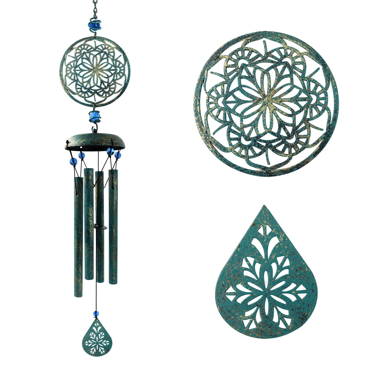 Wind Chimes for Outside Zen Atmosphere Wind Chime Windchime Outdoors for Outdoor Garden Patio Decor with Mandala Design Windchime Gifts for Mother Grandma Sisters(6 Petal)
