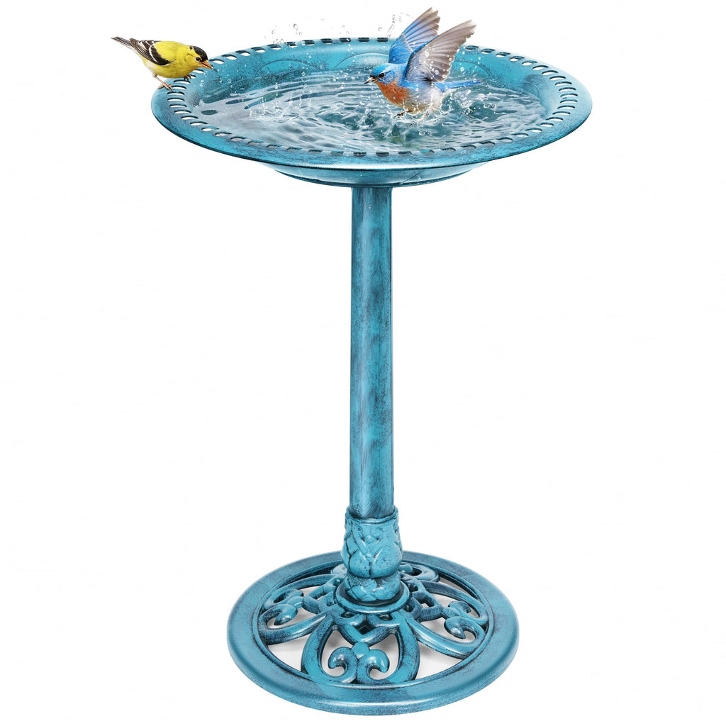 VIVOHOME Bird Bath for Outside, Polyresin Pedestal Bird Baths for Outdoor, Garden, 28 Inch Height Weather-Resistant Birdbaths with 20" Bowl, Antique Copper