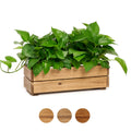 THYOI Premium Wooden Planter Box, Storage Box 17" L x6 W x5.5 H with Crate Style, Acacia Wood Flower Container, Rustic Rectangle Planter for Planting, Decor and Storage - 3 Colors (Golden Walnut)