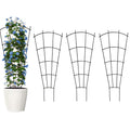 Thealyn 4 Pack 43" Metal Plant Trellis for Pots & Garden Beds, Rustproof Support for Indoor Outdoor Climbing Plants, Vines, Flowers, Fan Shaped, Black