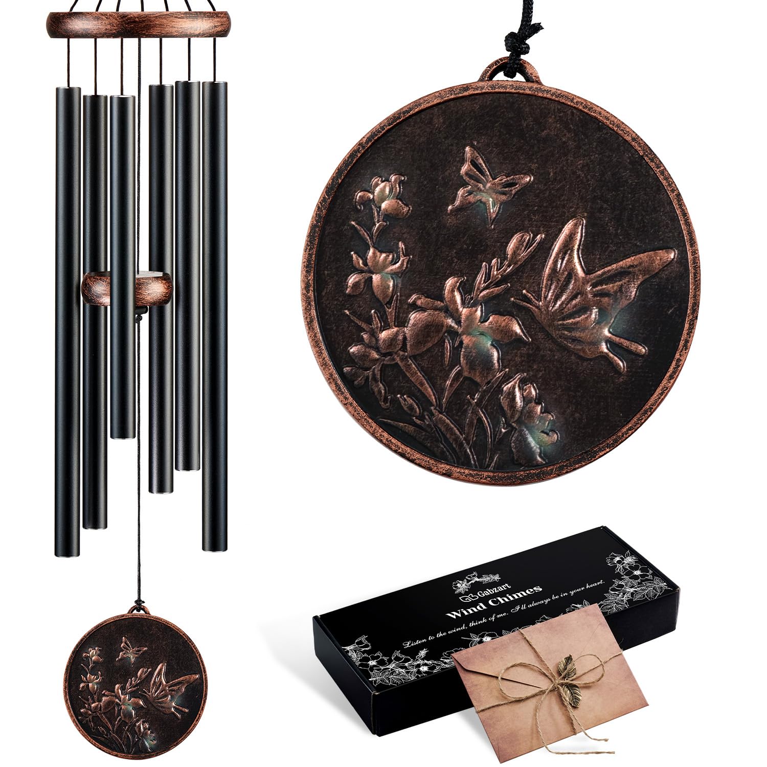 Wind Chimes for Outside, Vintage Hummingbird Deep Tone Wind Chime, Large Outdoor Hanging Decor for Patio Porch Balcony Garden, Gifts for Women Mom Grandma (32” Hummingbird)