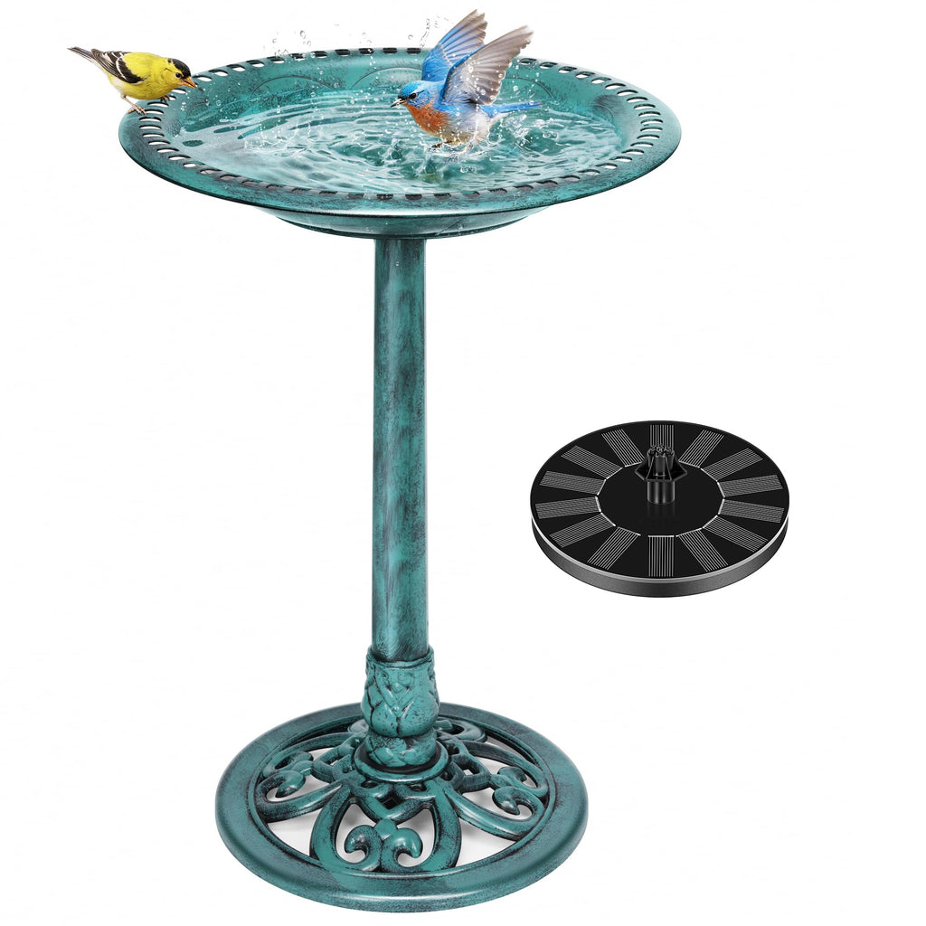 VIVOHOME Bird Bath with Solar Fountain for Outside, Polyresin Pedestal Bird Baths with Solar Powered Pump for Outdoor, Garden, Weather-Resistant Birdbaths with 20" Bowl, Bronze