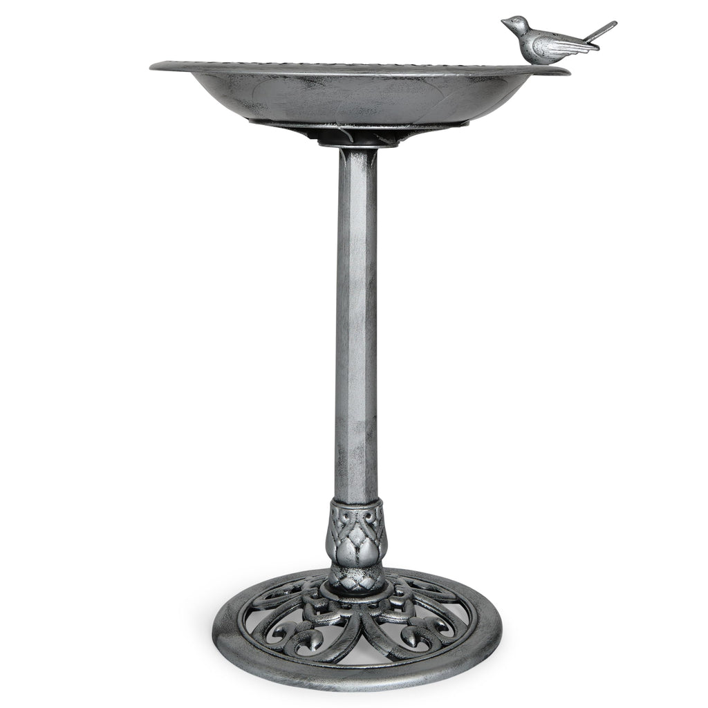 Backyard Expressions Outdoor Garden Bird Bath with Bird - Green - Weather Resistant Polyresin - 30 Inch -