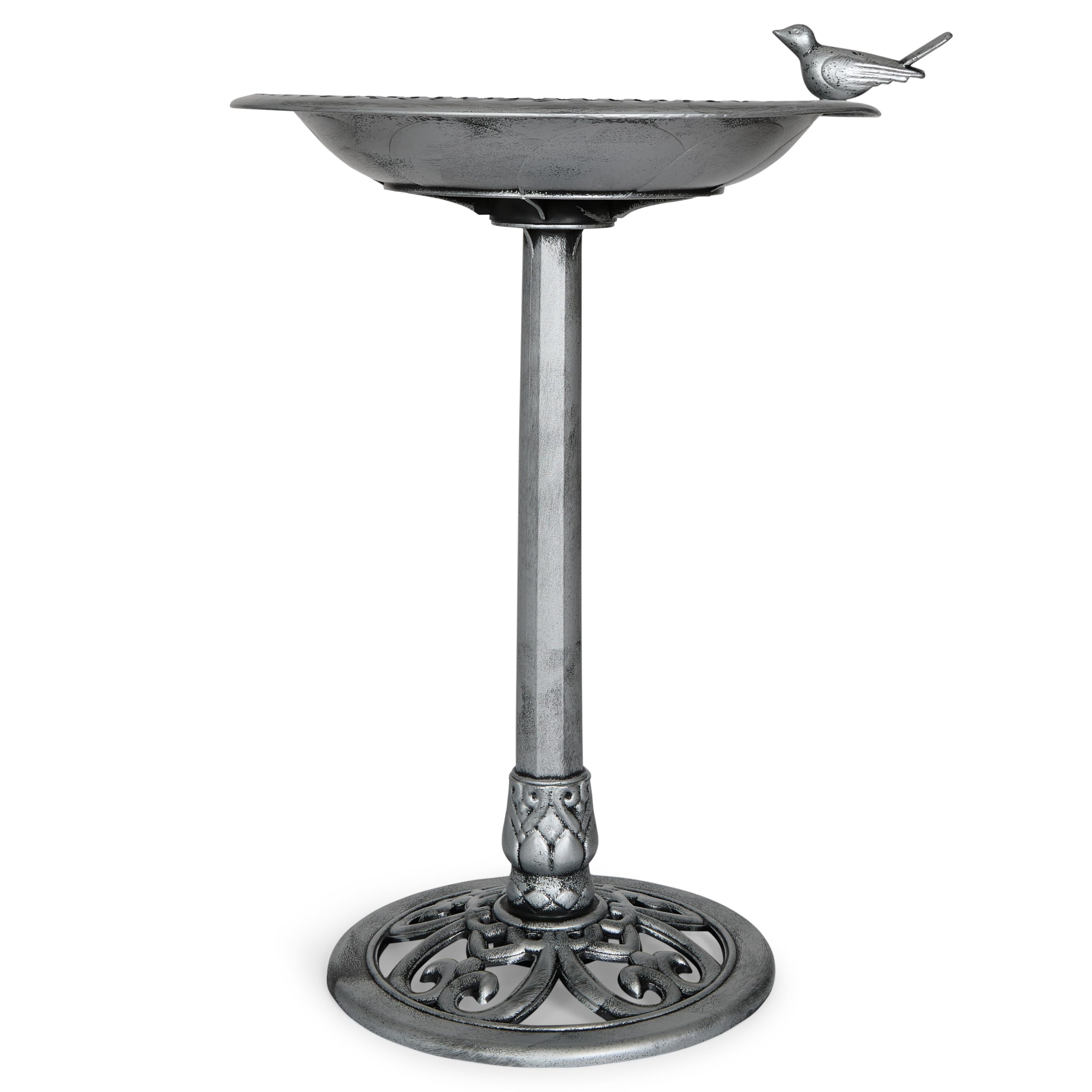 Backyard Expressions Outdoor Garden Bird Bath with Bird - Green - Weather Resistant Polyresin - 30 Inch -