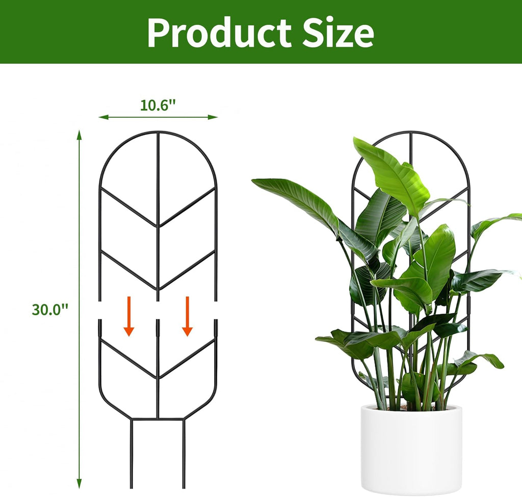 2 Pack 30'' Large Metal Plant Trellis for Climbing Plants, Tall Plant Support for Indoor & Outdoor Use, Modern Decorative Trellis for Potted Plants (2 Pack)