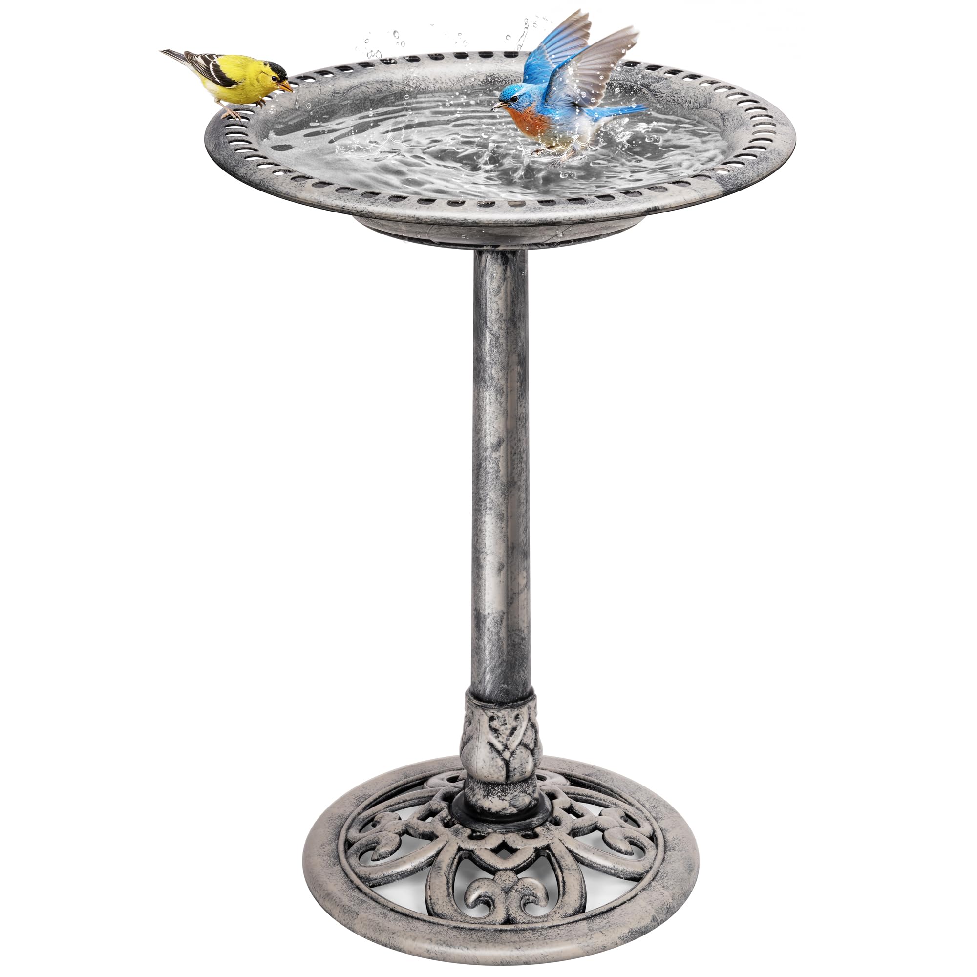 VIVOHOME Bird Bath for Outside, Polyresin Pedestal Bird Baths for Outdoor, Garden, 28 Inch Height Weather-Resistant Birdbaths with 20" Bowl, Green