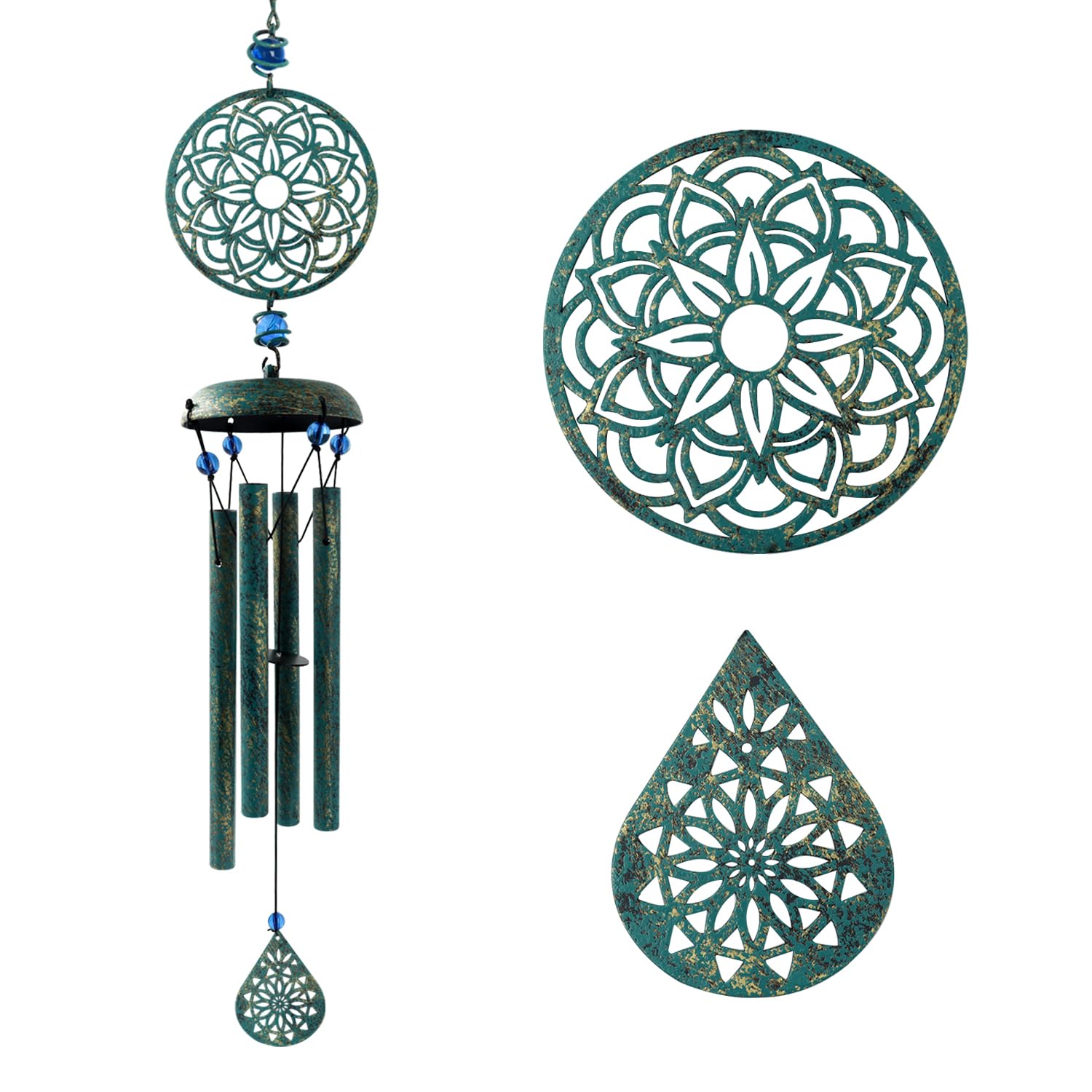 Wind Chimes for Outside Zen Atmosphere Wind Chime Windchime Outdoors for Outdoor Garden Patio Decor with Mandala Design Windchime Gifts for Mother Grandma Sisters(6 Petal)