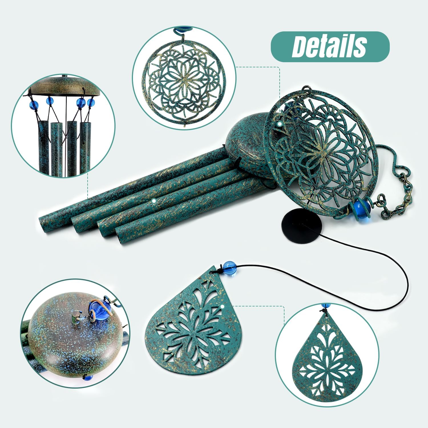 Wind Chimes for Outside Zen Atmosphere Wind Chime Windchime Outdoors for Outdoor Garden Patio Decor with Mandala Design Windchime Gifts for Mother Grandma Sisters(6 Petal)