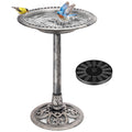 VIVOHOME Bird Bath with Solar Fountain for Outside, Polyresin Pedestal Bird Baths with Solar Powered Pump for Outdoor, Garden, Weather-Resistant Birdbaths with 20" Bowl, Bronze