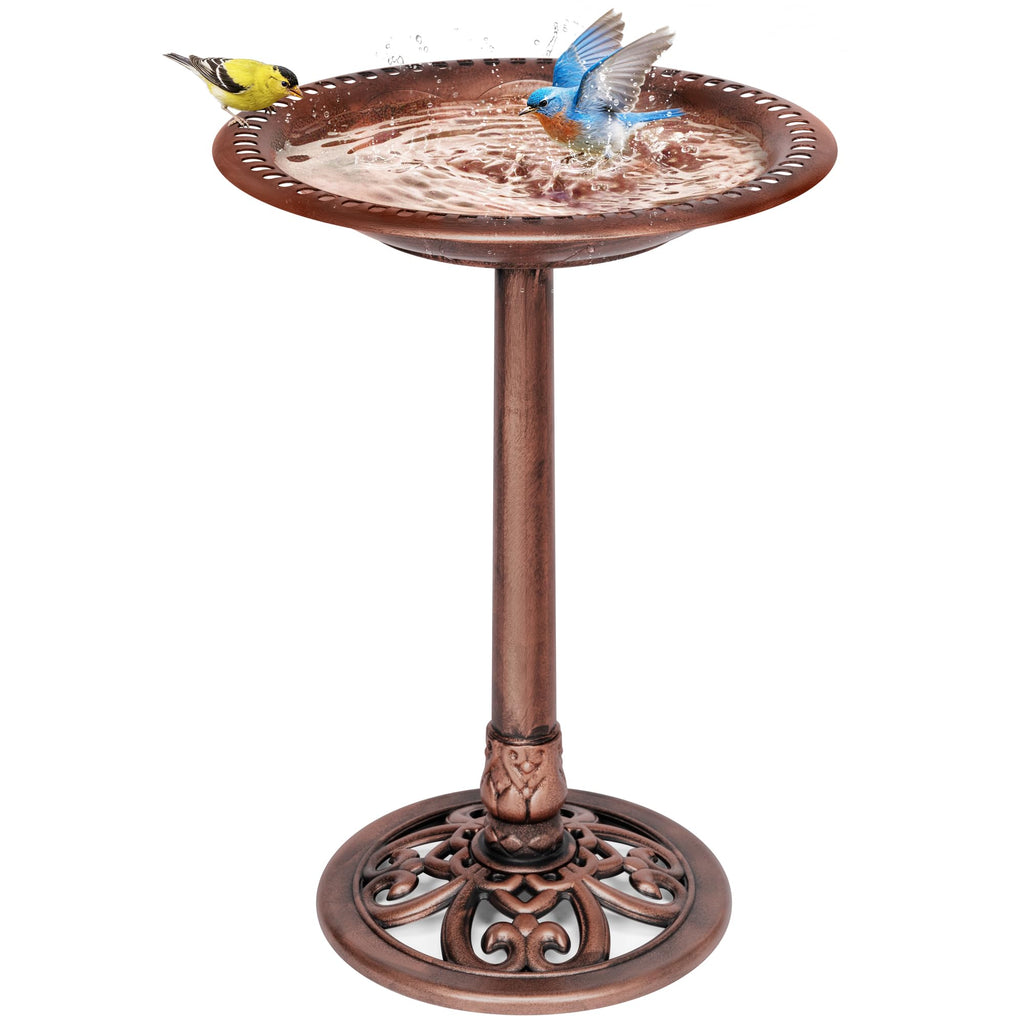 VIVOHOME Bird Bath for Outside, Polyresin Pedestal Bird Baths for Outdoor, Garden, 28 Inch Height Weather-Resistant Birdbaths with 20" Bowl, Green