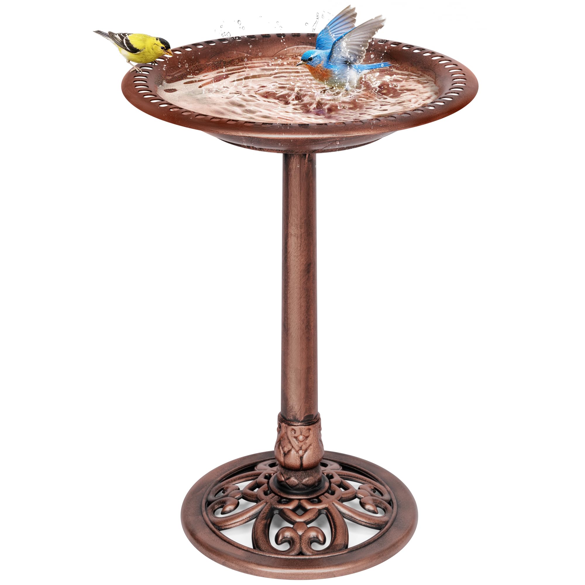 VIVOHOME Bird Bath for Outside, Polyresin Pedestal Bird Baths for Outdoor, Garden, 28 Inch Height Weather-Resistant Birdbaths with 20" Bowl, Green