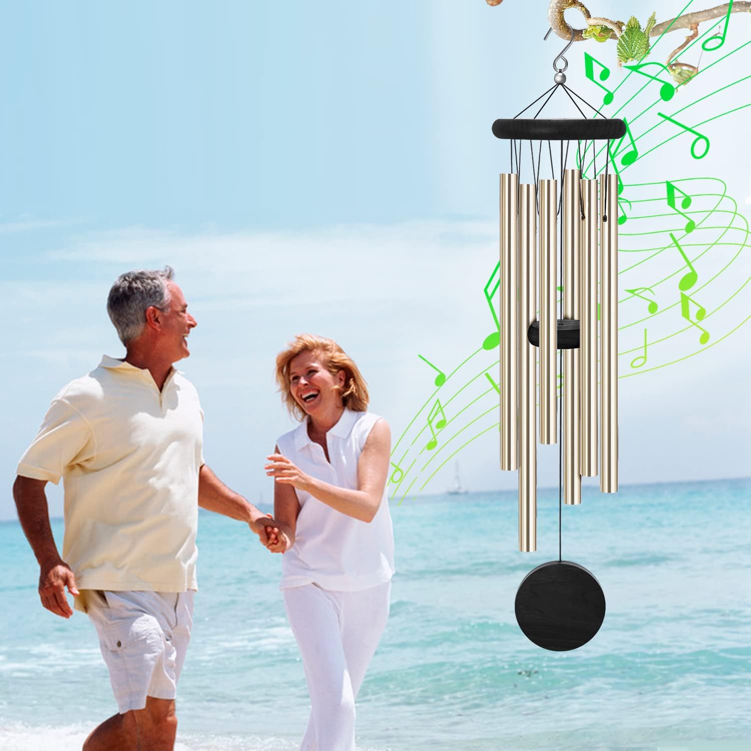 Memorial Wind Chimes Outdoor with 6 Aluminum Alloy Tubes and Hook, Wind Chimes for Home Decor Garden Patio Outdoor