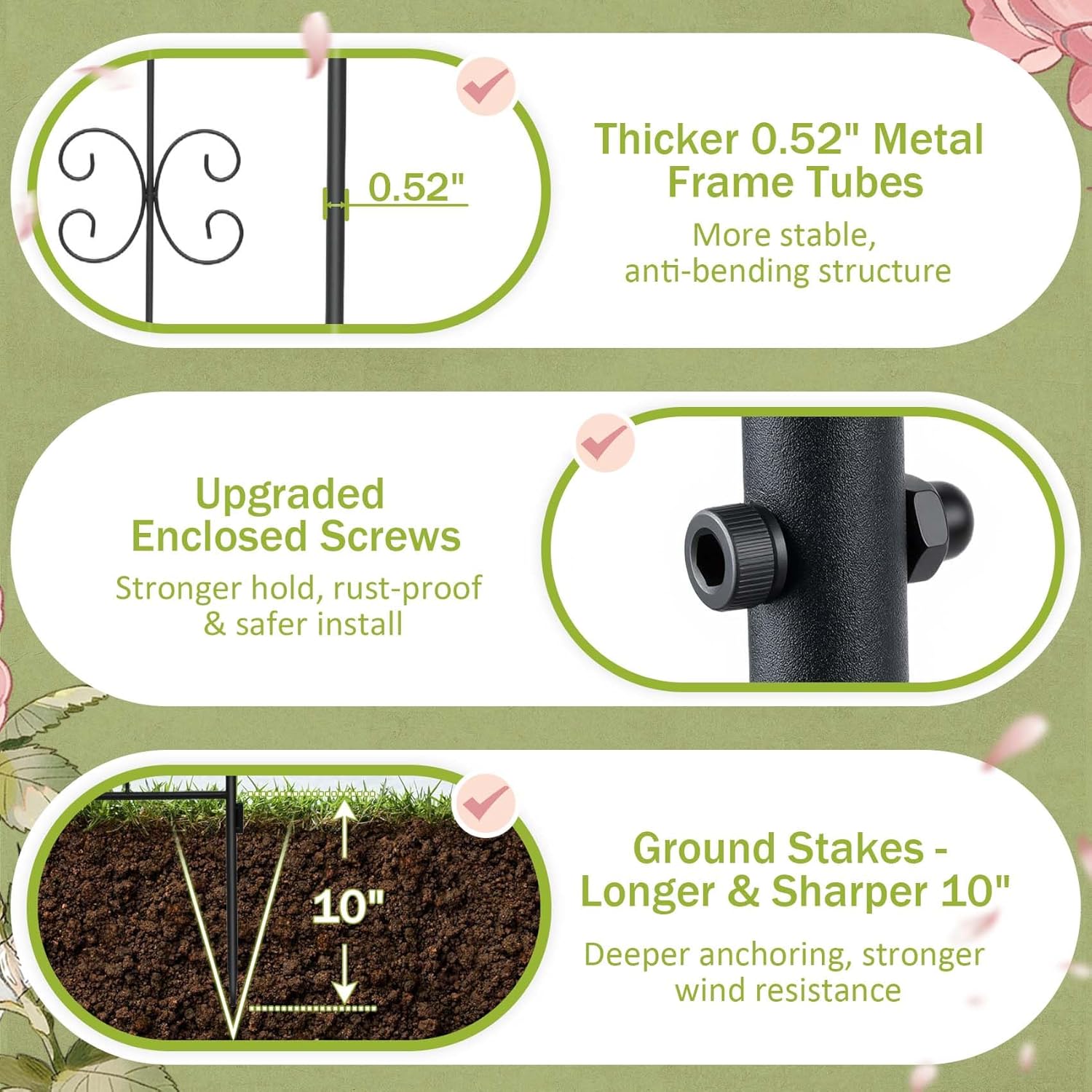 HIHADUUM 2 Pack 70.8" H x 19.7" W Arched Metal Garden Trellis for Climbing Plants Outdoor - Tall Rust-Resistant Decorative Climbing Rose Trellis Perfect for Roses, Vines, Vegetables, Flowers, Black