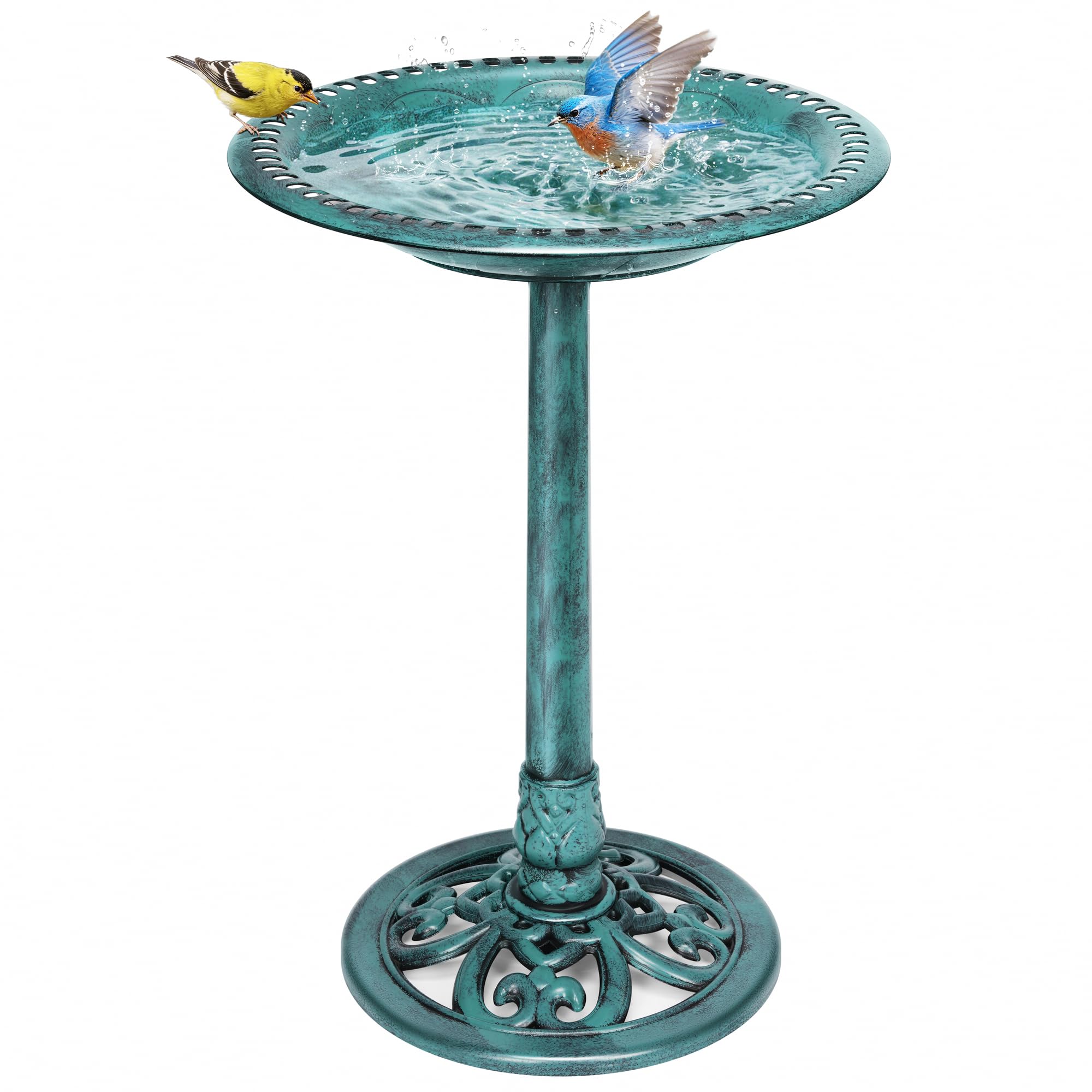 VIVOHOME Bird Bath for Outside, Polyresin Pedestal Bird Baths for Outdoor, Garden, 28 Inch Height Weather-Resistant Birdbaths with 20" Bowl, Antique Copper