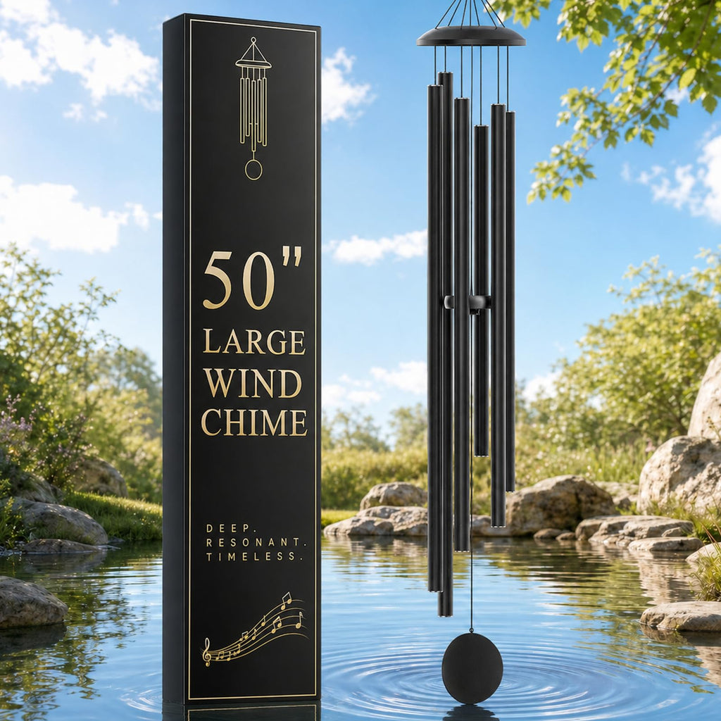 FSVGYY Wind-Chimes-Outdoor-Large-Decor, Deep Tone Soothing Melodic Tones Windchimes, Wind Chimes for Outside, Memorial Wind Chime Best Gift for Mom Women Grandma Neighbors（32" Black）