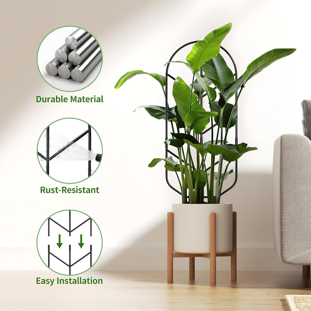 2 Pack 30'' Large Metal Plant Trellis for Climbing Plants, Tall Plant Support for Indoor & Outdoor Use, Modern Decorative Trellis for Potted Plants (2 Pack)