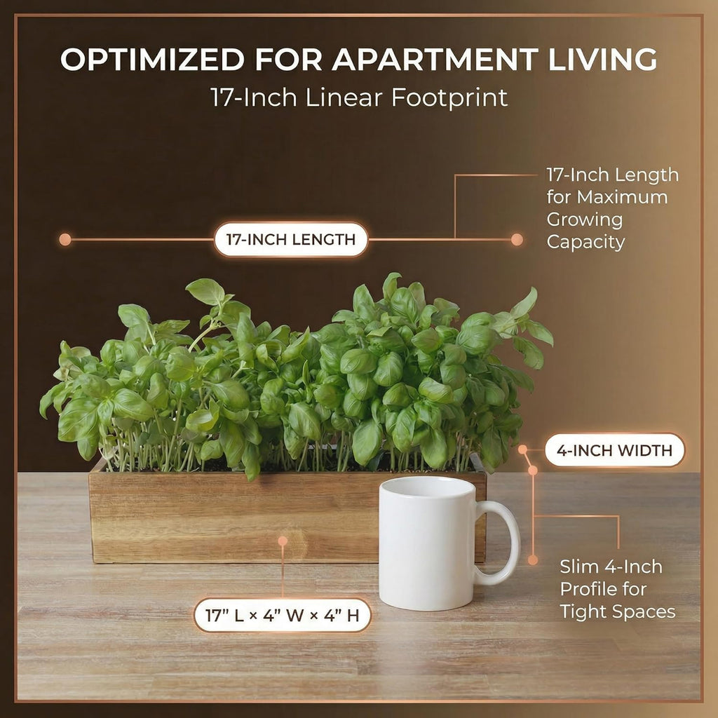 zaqro Indoor Planter Box Set of 2-17” x 4” Small Acacia Wood Window Sill Herb Planters - Rectangular Wooden Centerpiece Boxes with Liners - No Drain Holes - for Kitchen Tabletop Countertop
