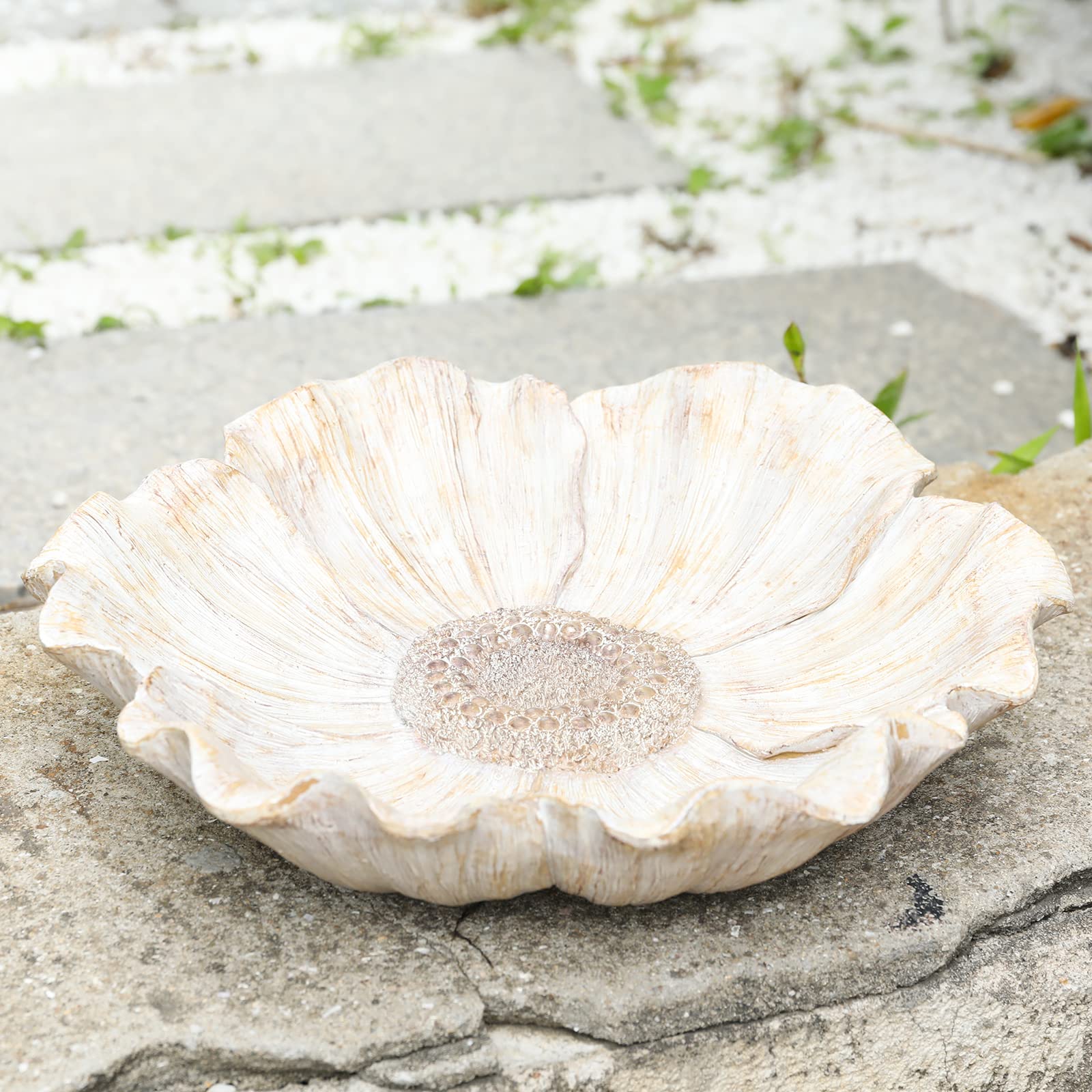 MUMTOP Bird Baths for Outdoors, Antique Outdoor Garden Bird Bath Resin Birdbath Bowl with Vintage Bird Ornament for Outside Yard Table Decor