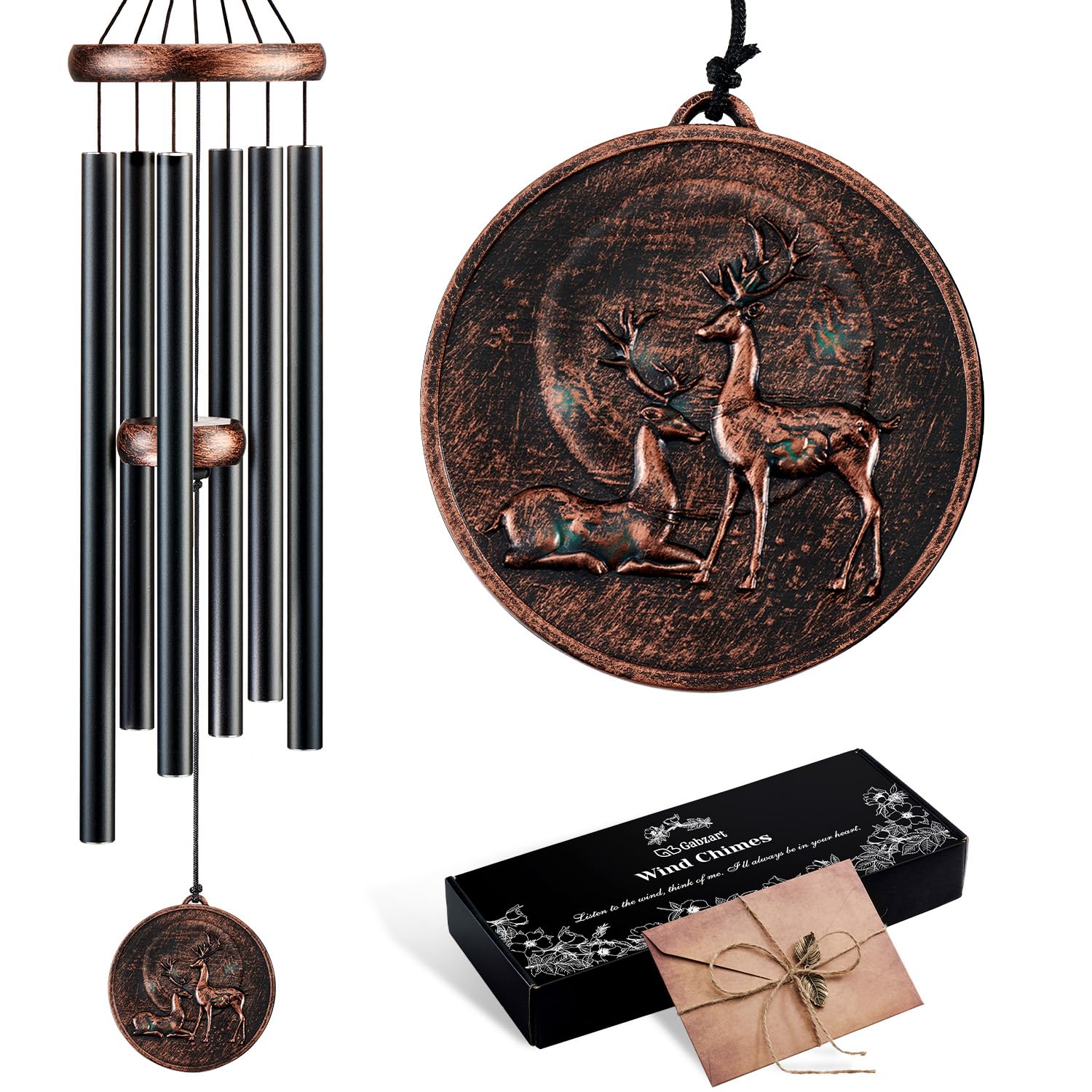 Wind Chimes for Outside, Vintage Hummingbird Deep Tone Wind Chime, Large Outdoor Hanging Decor for Patio Porch Balcony Garden, Gifts for Women Mom Grandma (32” Hummingbird)