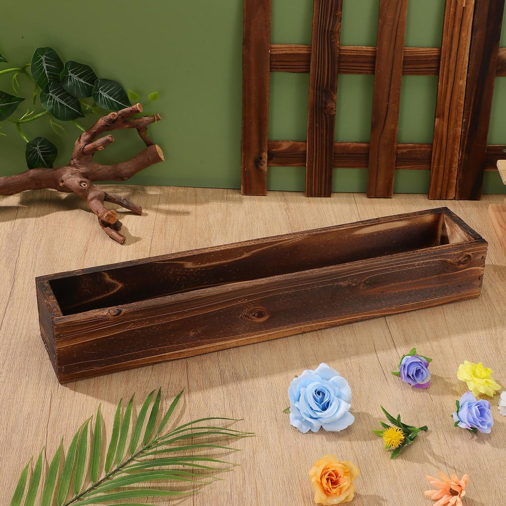 BESPORTBLE Rustic Wooden Rectangle Planter Box: Rectangular Succulents Plant Container Wood Window Box for Farmhouse Home Wedding Garden, 19.5 * 3.58 * 2.8inch