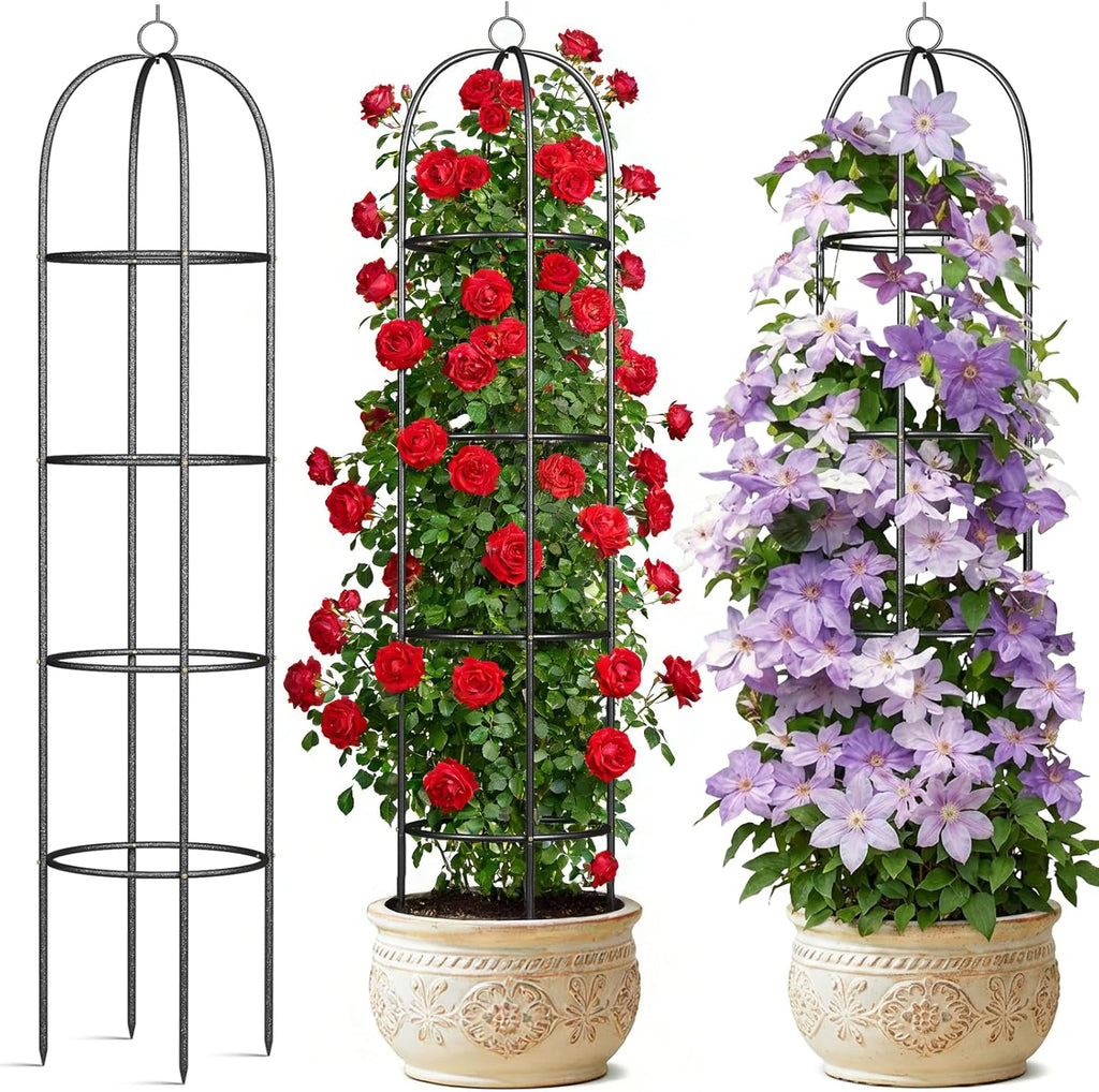 Metal Trellis for Climbing Plants Outdoor, 2026 Upgrade 100% Metal with Powder Coating, Rose, Flowers, Grape, Pea, Cucumber Tomato Cage - 6.3 FT Freestanding Plant Support