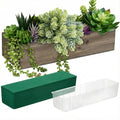 Set of 2 White 16x4 Inch Rustic Rectangle Wooden Planter Boxes with Plastic Liners Floral Foam for Wedding Christmas Home Garden Centerpiece Decor