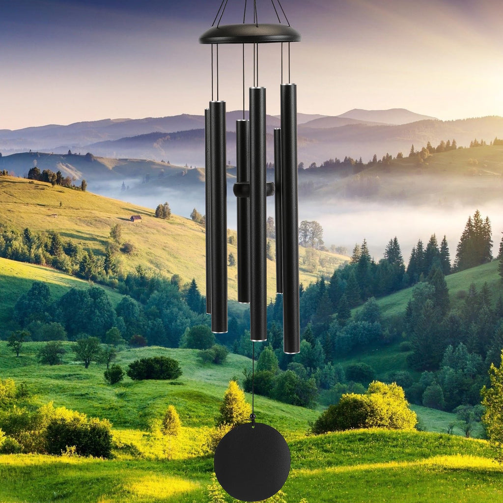 FSVGYY Wind-Chimes-Outdoor-Large-Decor, Deep Tone Soothing Melodic Tones Windchimes, Wind Chimes for Outside, Memorial Wind Chime Best Gift for Mom Women Grandma Neighbors（32" Black）