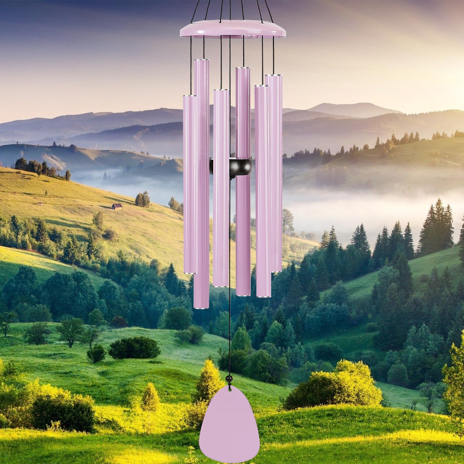 FSVGYY Wind-Chimes-Outdoor-Large-Decor, Deep Tone Soothing Melodic Tones Windchimes, Wind Chimes for Outside, Memorial Wind Chime Best Gift for Mom Women Grandma Neighbors（32" Black）