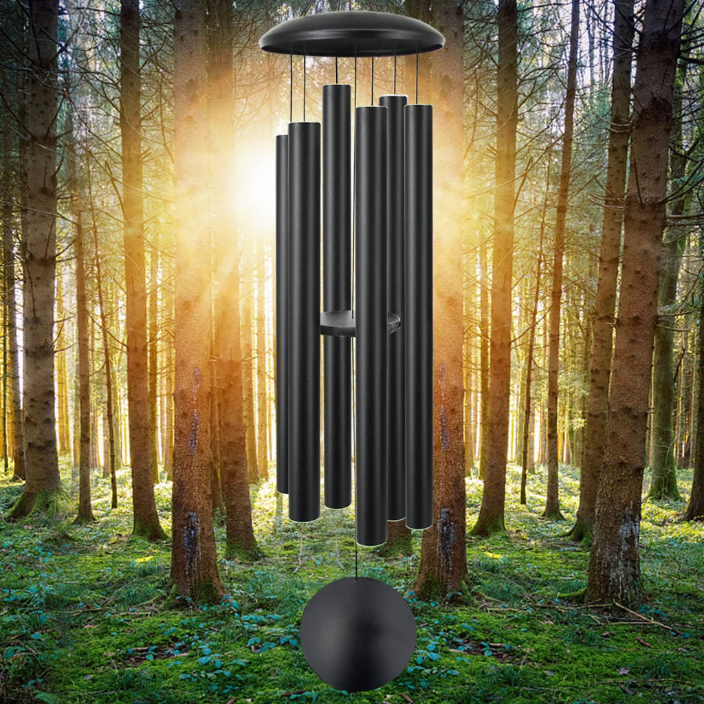 ASTARIN 45 in Memorial Wind Chimes Large with 6 Heavy Tubes, Large Deep Tone Wind Chimes Outdoor for Garden Hanging Décor,Sympathy Gifts. Black