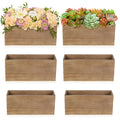 6 Pcs Rustic Wooden Boxes for Storage, Decorative, Display, Arts & Crafts, Rectangle Wooden Crate Wood Planter Box Party Food Risers Wedding Table Centerpiece Home Decor, Brown