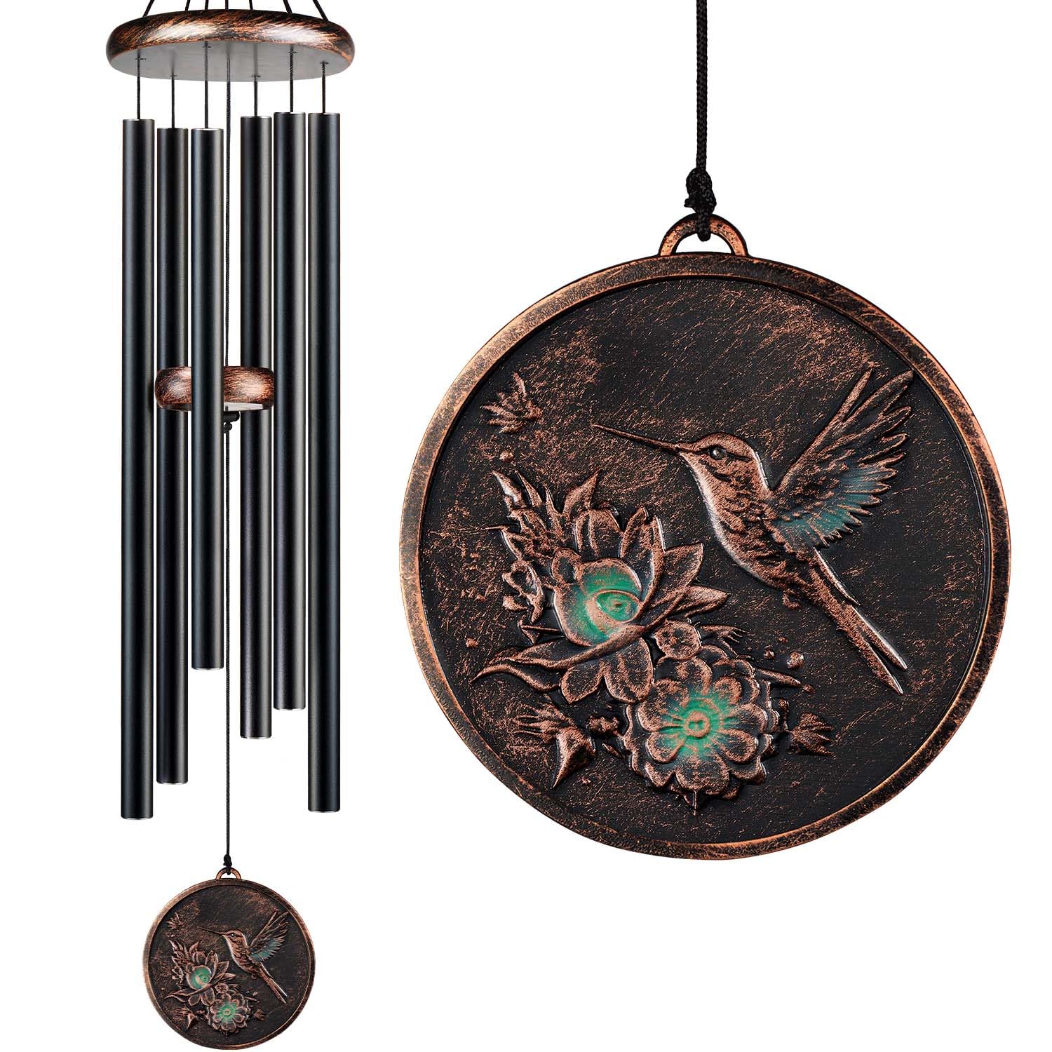 Wind Chimes for Outside, Vintage Hummingbird Deep Tone Wind Chime, Large Outdoor Hanging Decor for Patio Porch Balcony Garden, Gifts for Women Mom Grandma (32” Hummingbird)