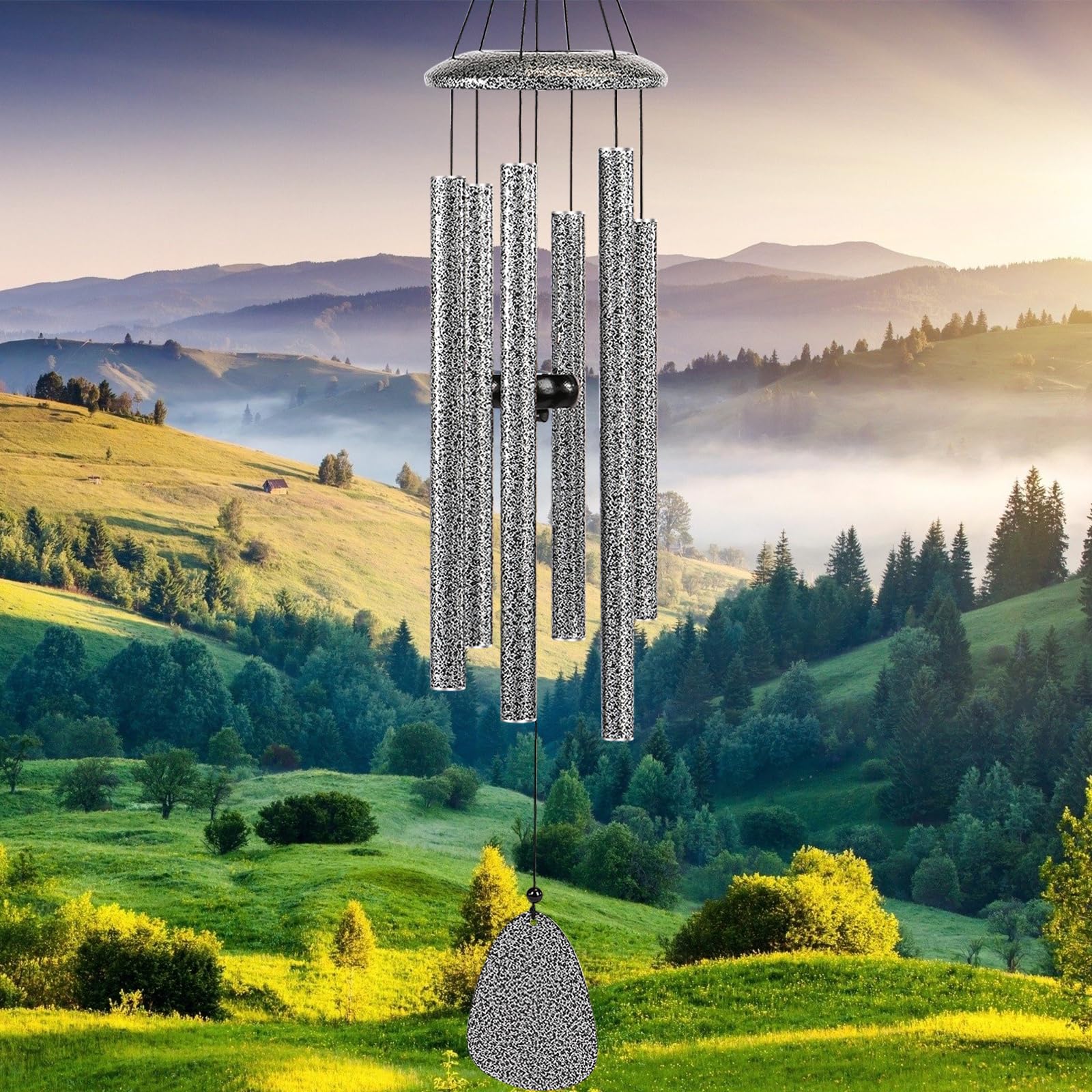 FSVGYY Wind-Chimes-Outdoor-Large-Decor, Deep Tone Soothing Melodic Tones Windchimes, Wind Chimes for Outside, Memorial Wind Chime Best Gift for Mom Women Grandma Neighbors（32" Black）