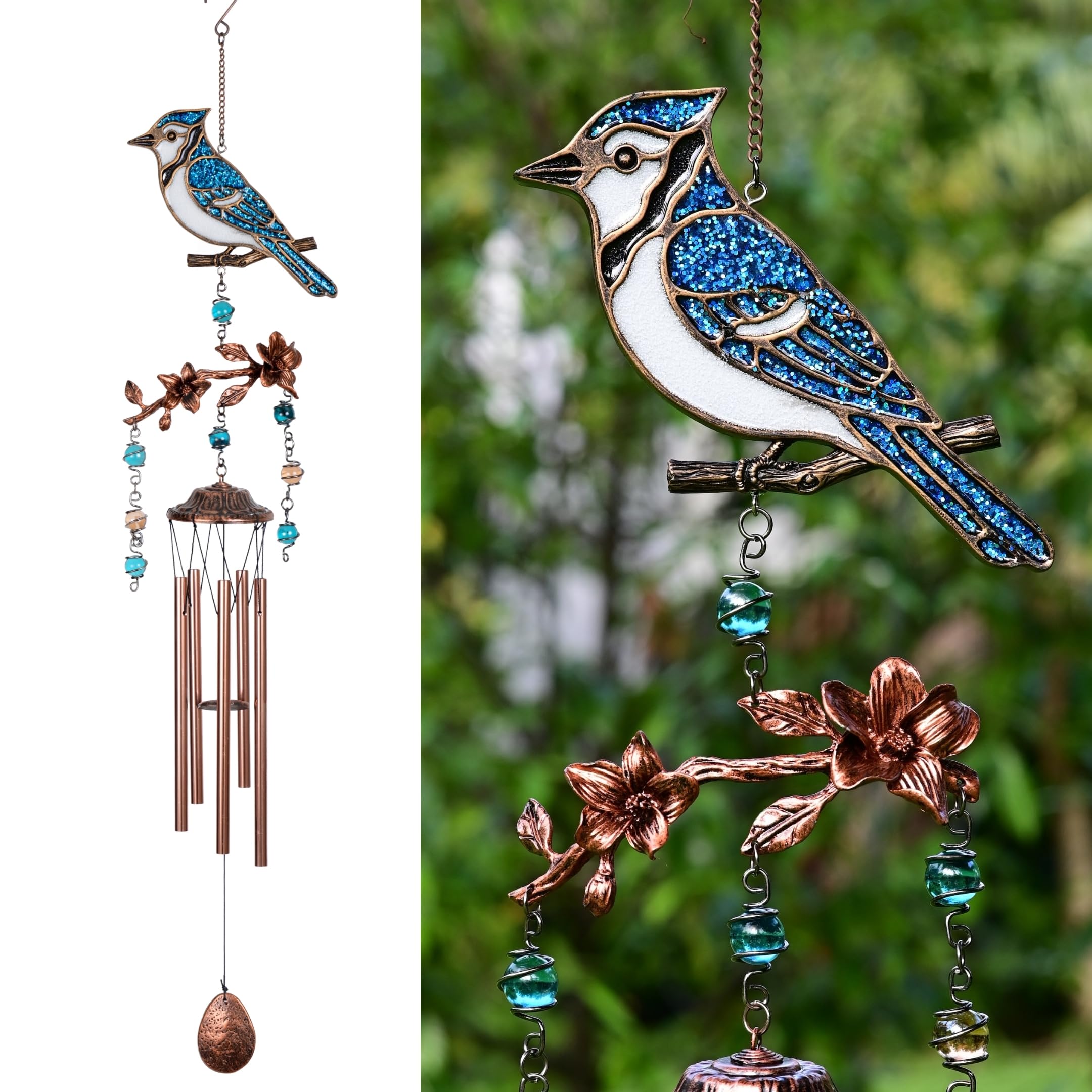 Wind Chimes for Outside, Wind Chimes Outdoor Clearance, Soothing Tones Outdoors, Cardinal Wind Chime, Memorial, Sympathy Gift, Patio, Porch, Home Décor, Modern, Art Décor, Bronze (32" Cardinal)