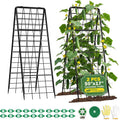 Heavy Duty 2 Pack 50"x17" Adjustable A-Frame Trellis for Climbing Plants Outdoor, Metal Rust-Proof Garden Trellis, Dense Grid Climbing Frame Trellis for Raised Beds, Cucumber, Tomatoes Outdoor