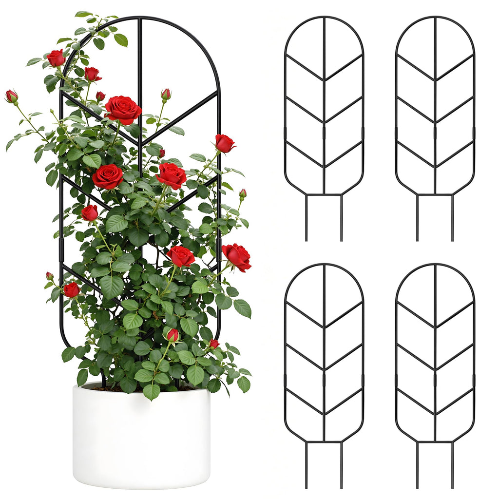 2 Pack 30'' Large Metal Plant Trellis for Climbing Plants, Tall Plant Support for Indoor & Outdoor Use, Modern Decorative Trellis for Potted Plants (2 Pack)