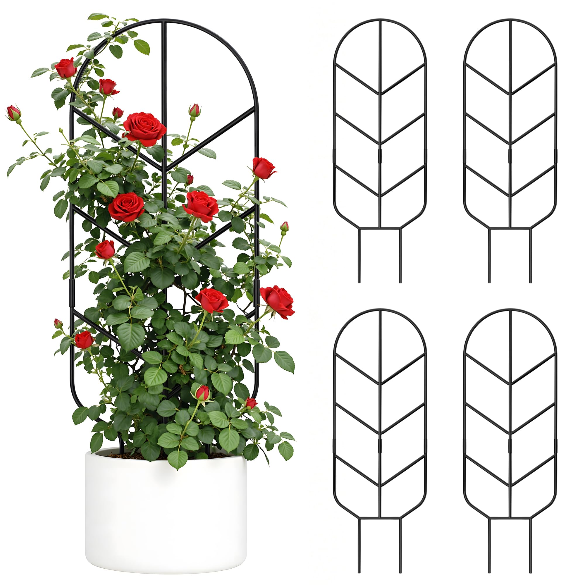 2 Pack 30'' Large Metal Plant Trellis for Climbing Plants, Tall Plant Support for Indoor & Outdoor Use, Modern Decorative Trellis for Potted Plants (2 Pack)
