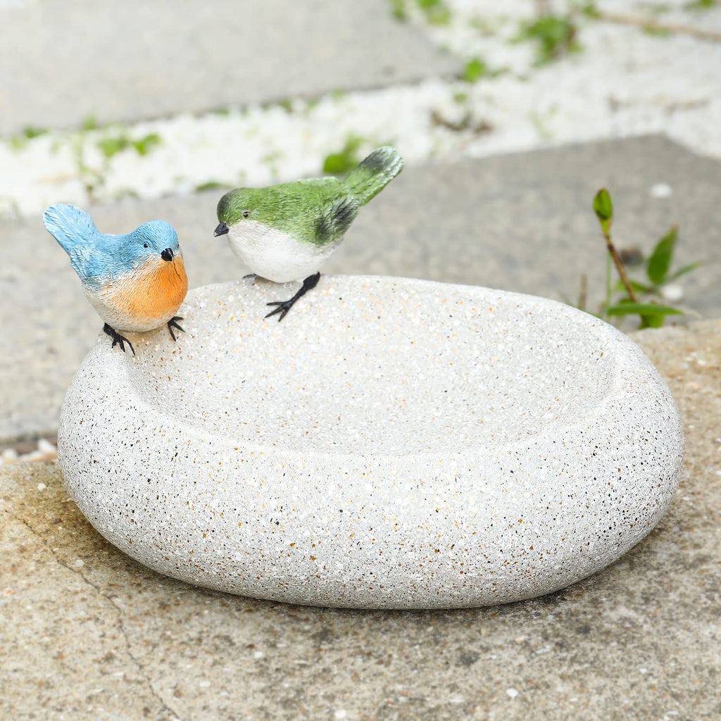 MUMTOP Bird Baths for Outdoors, Antique Outdoor Garden Bird Bath Resin Birdbath Bowl with Vintage Bird Ornament for Outside Yard Table Decor